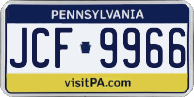 PA license plate JCF9966