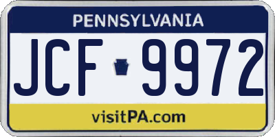 PA license plate JCF9972