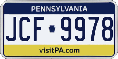 PA license plate JCF9978