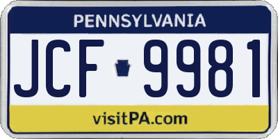 PA license plate JCF9981