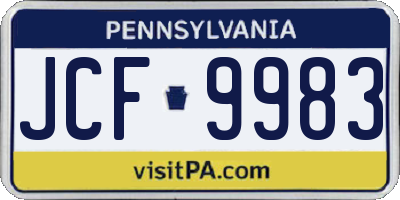 PA license plate JCF9983