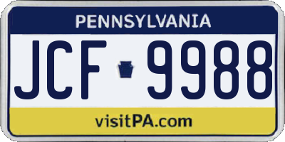 PA license plate JCF9988