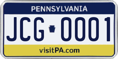 PA license plate JCG0001