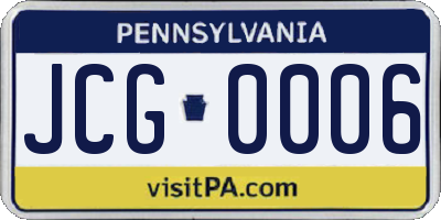 PA license plate JCG0006