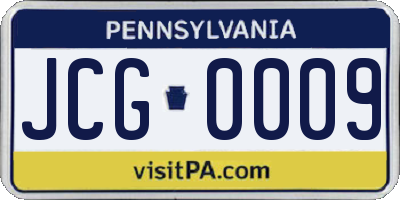PA license plate JCG0009