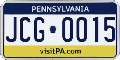 PA license plate JCG0015