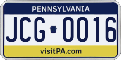 PA license plate JCG0016