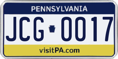 PA license plate JCG0017