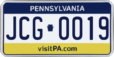 PA license plate JCG0019