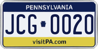 PA license plate JCG0020