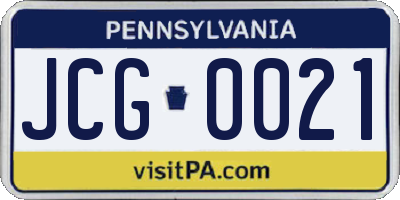 PA license plate JCG0021