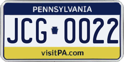 PA license plate JCG0022