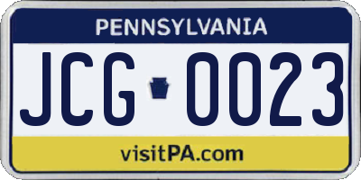 PA license plate JCG0023