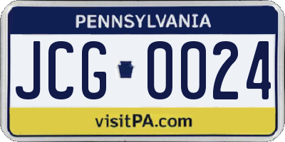 PA license plate JCG0024