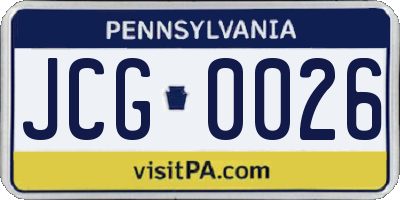 PA license plate JCG0026