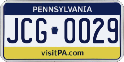 PA license plate JCG0029