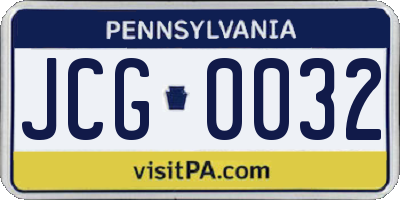 PA license plate JCG0032