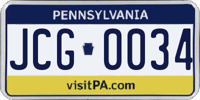 PA license plate JCG0034