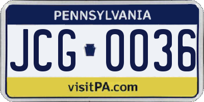 PA license plate JCG0036