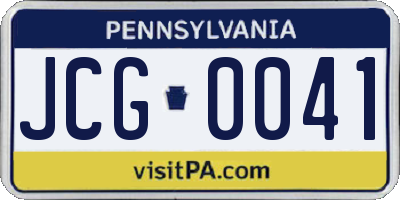 PA license plate JCG0041