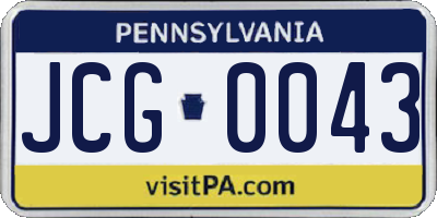 PA license plate JCG0043