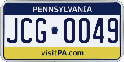 PA license plate JCG0049