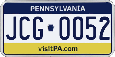 PA license plate JCG0052