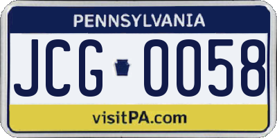 PA license plate JCG0058