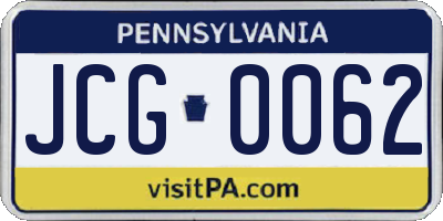 PA license plate JCG0062