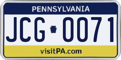 PA license plate JCG0071