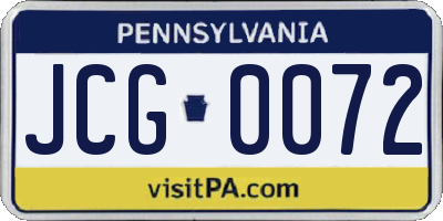PA license plate JCG0072