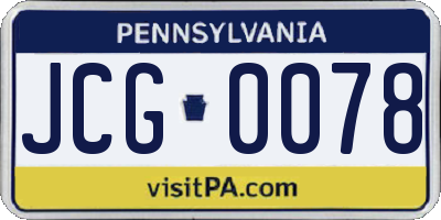 PA license plate JCG0078