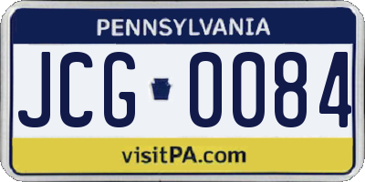 PA license plate JCG0084