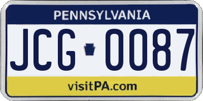 PA license plate JCG0087