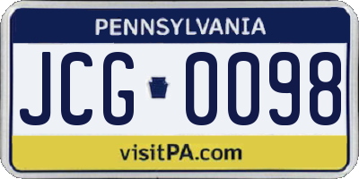PA license plate JCG0098