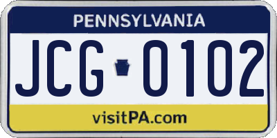 PA license plate JCG0102