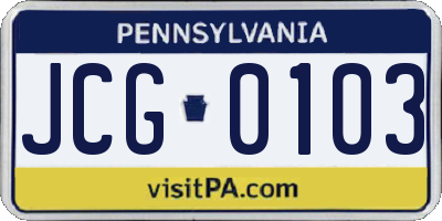 PA license plate JCG0103