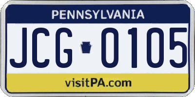 PA license plate JCG0105
