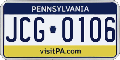 PA license plate JCG0106