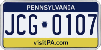 PA license plate JCG0107