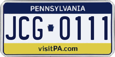 PA license plate JCG0111
