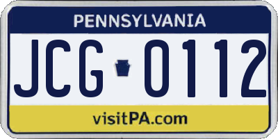 PA license plate JCG0112
