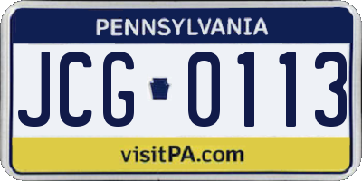 PA license plate JCG0113