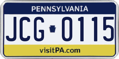 PA license plate JCG0115