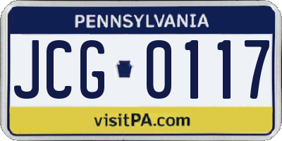 PA license plate JCG0117