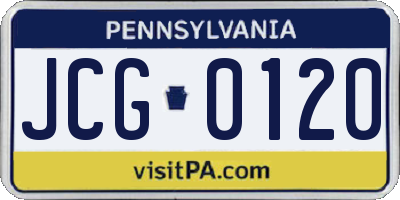 PA license plate JCG0120
