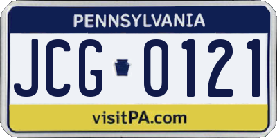 PA license plate JCG0121