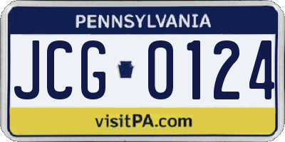 PA license plate JCG0124