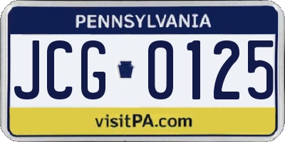 PA license plate JCG0125