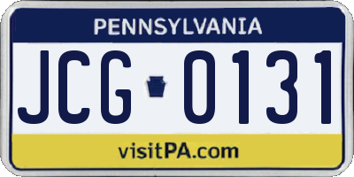 PA license plate JCG0131